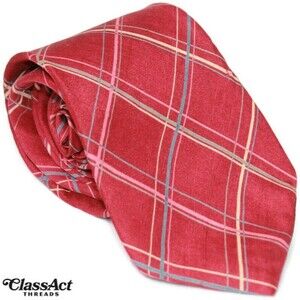 Vintage Yves Saint Laurent YSL Necktie Red Striped Silk Tie 3.25" x 57"